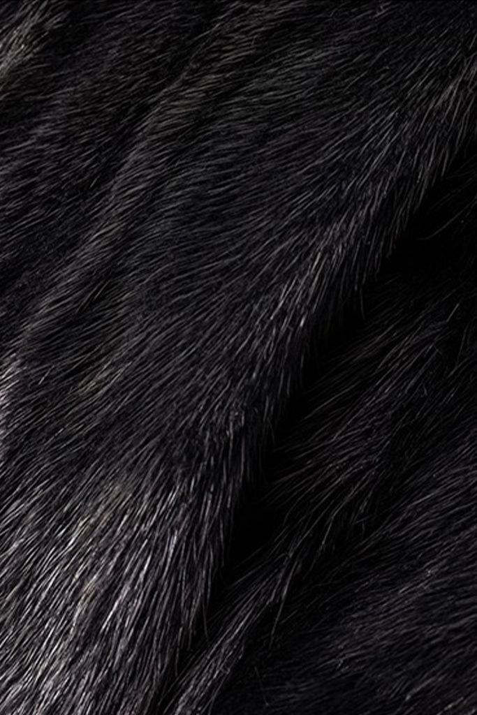 Reversible Mink Fur Jacquard Vest in Black  Fibflx