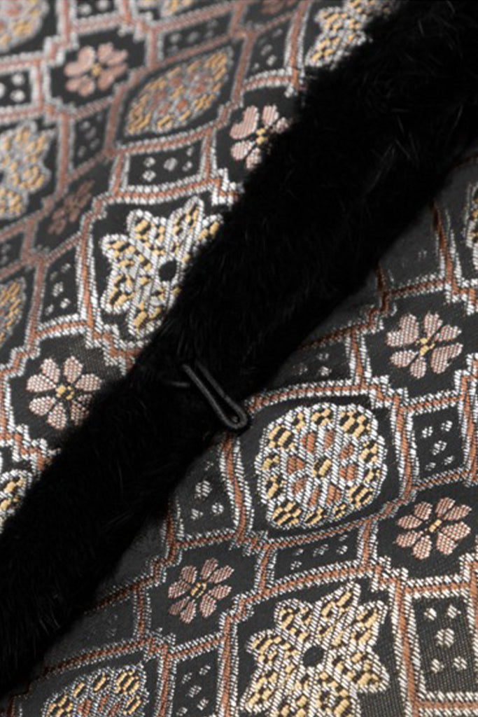 Reversible Mink Fur Jacquard Vest in Black  Fibflx