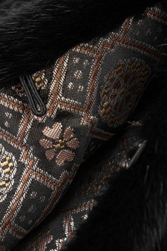 Reversible Mink Fur Jacquard Vest in Black  Fibflx