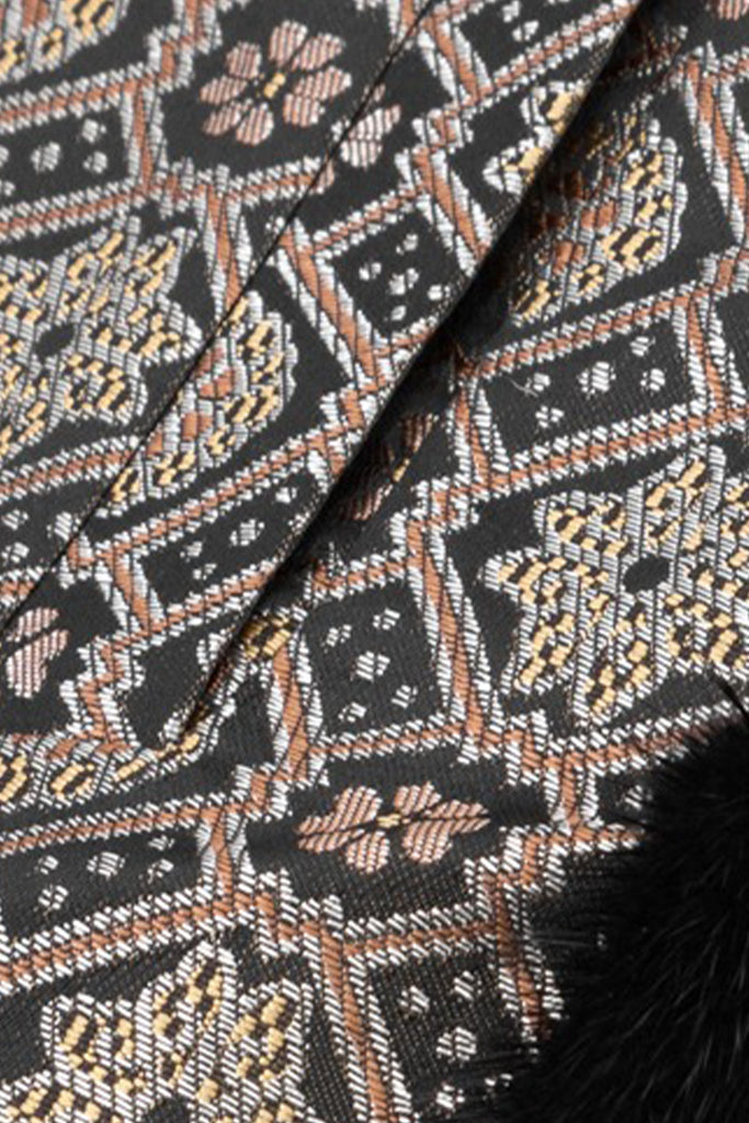 Reversible Mink Fur Jacquard Vest in Black  Fibflx