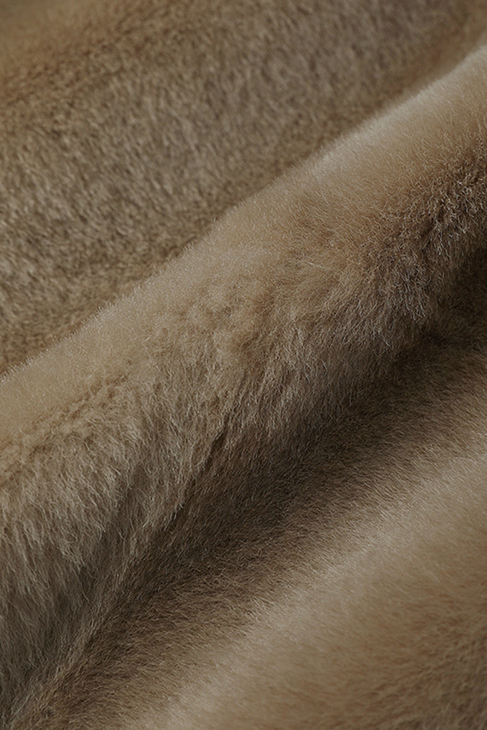 Reversible Shearling Sculptural Collar Short Sheepskin Jacket  Fibflx