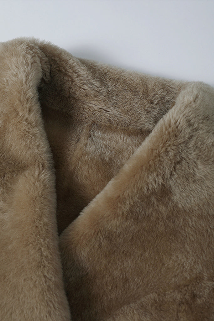 Reversible Shearling Sculptural Collar Short Sheepskin Jacket  Fibflx