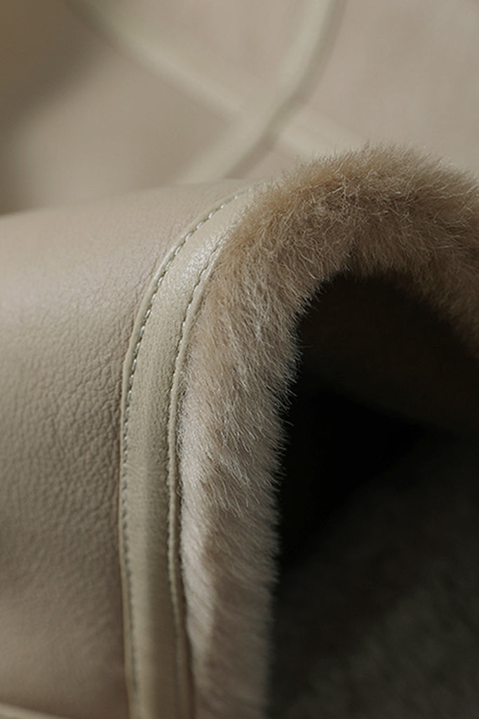 Reversible Shearling Sculptural Collar Short Sheepskin Jacket  Fibflx