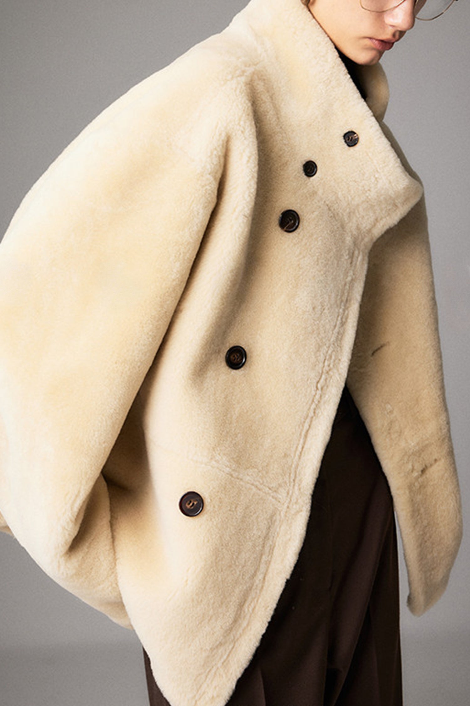 Fibflx Women's Reversible Shearling Lambskin Jacket With Oversized