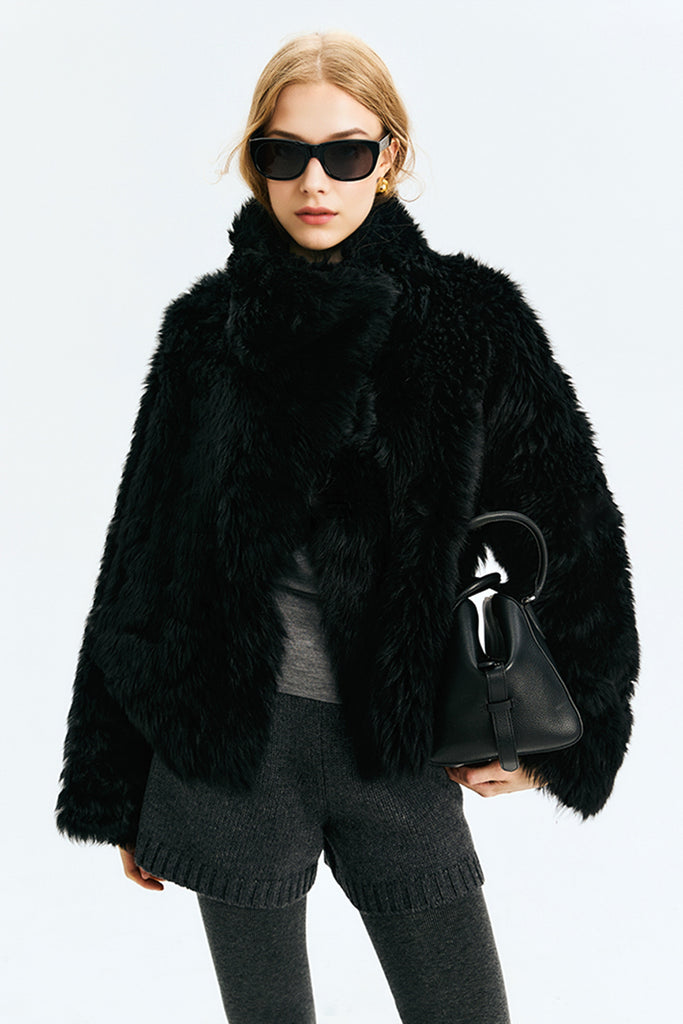 Reversible Toscana Shearling Sheepskin Jacket with Stand Collar  Fibflx