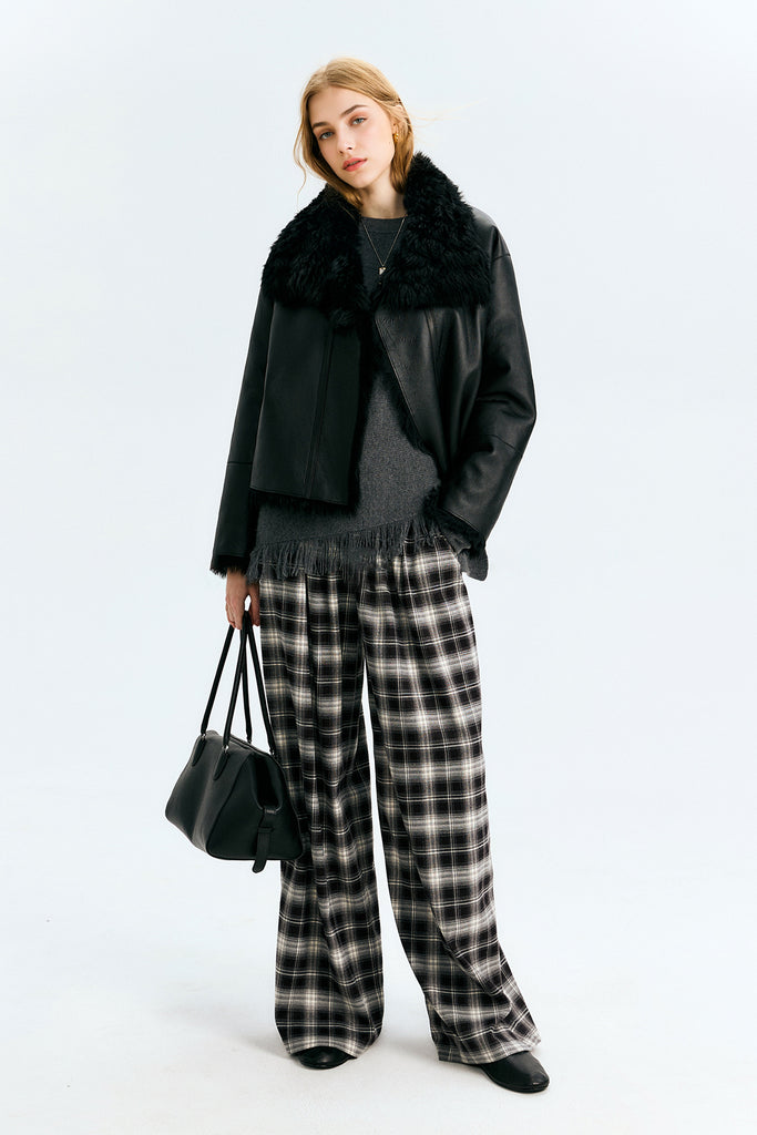 Reversible Toscana Shearling Sheepskin Jacket with Stand Collar  Fibflx