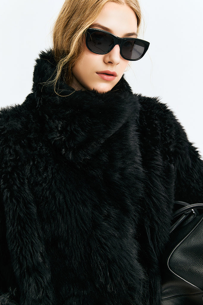 Reversible Toscana Shearling Sheepskin Jacket with Stand Collar  Fibflx