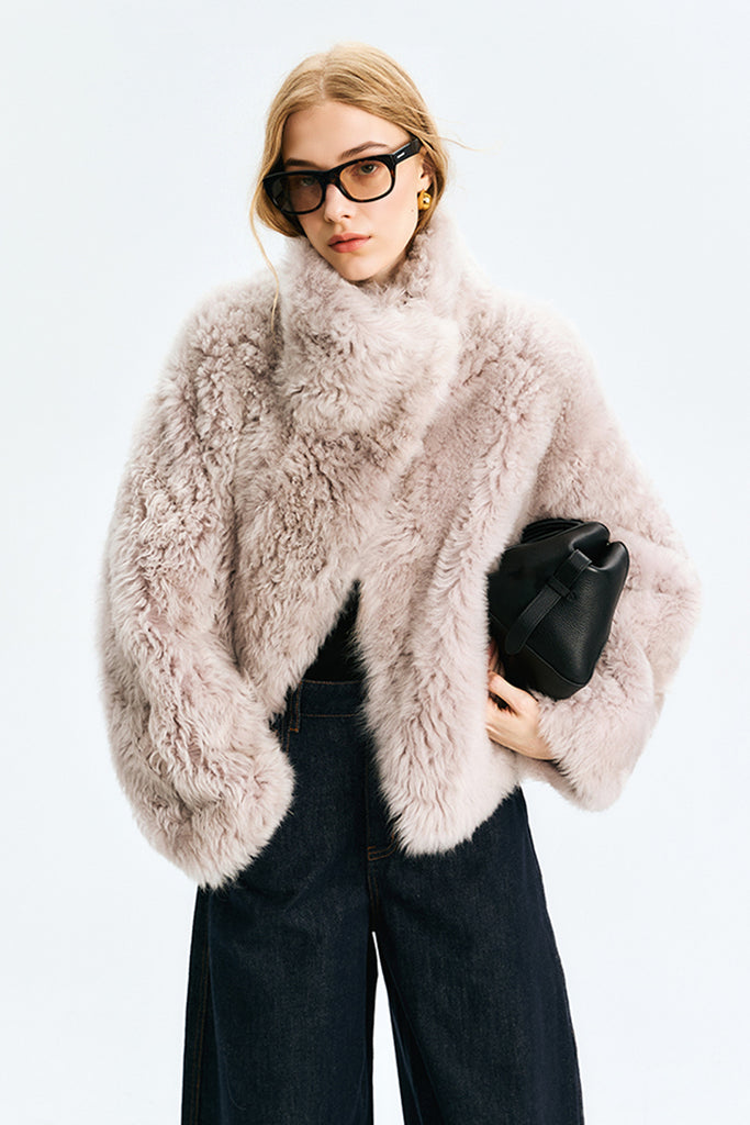 Reversible Toscana Shearling Sheepskin Jacket with Stand Collar  Fibflx