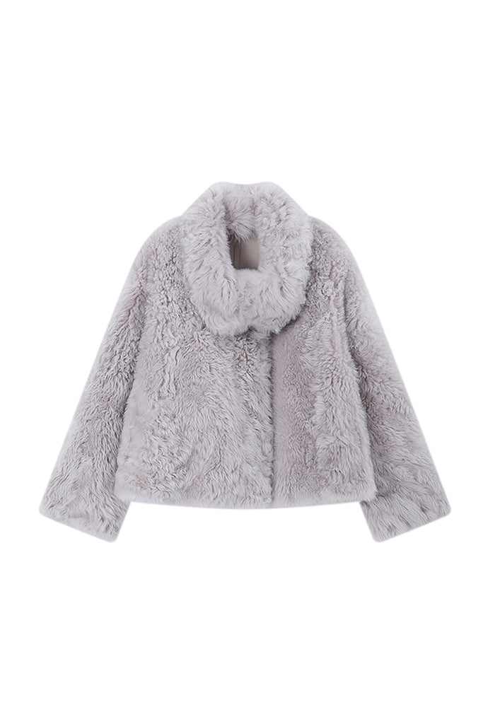 Reversible Toscana Shearling Sheepskin Jacket with Stand Collar  Fibflx