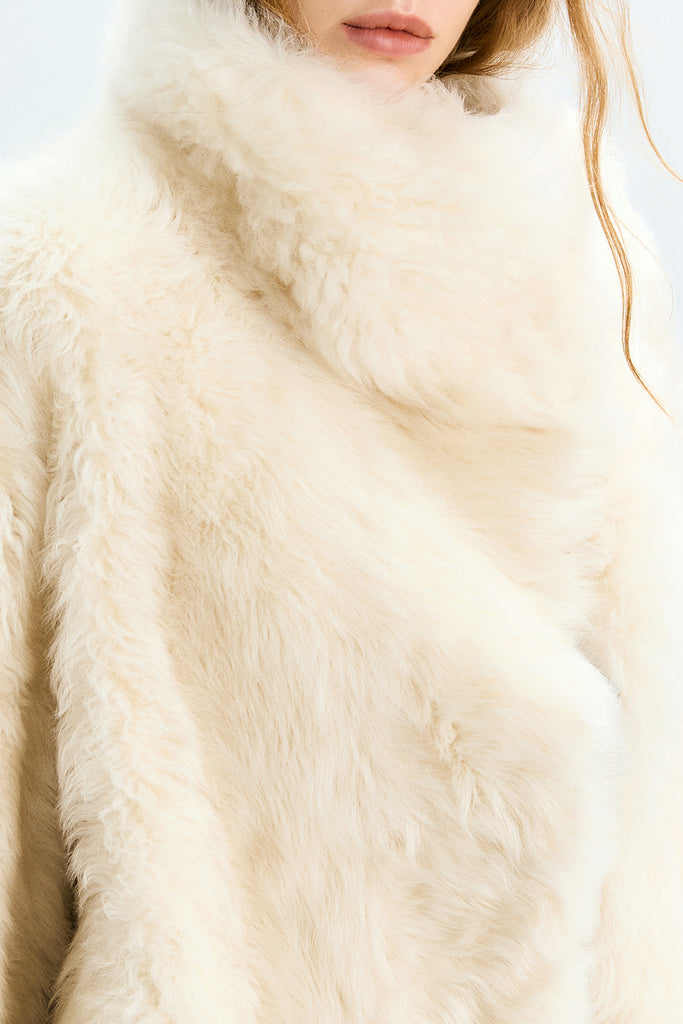 Reversible Toscana Shearling Sheepskin Jacket with Stand Collar  Fibflx