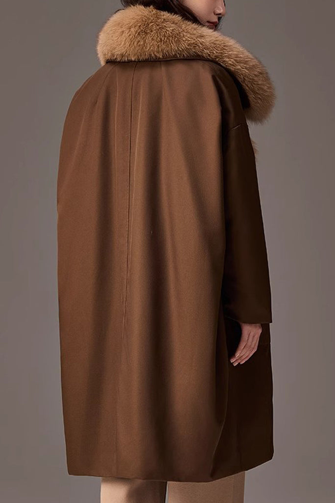 Rex Rabbit Fur Lined Shawl Collar Parka Coat with Detachable Fox Fur Collar  Fibflx
