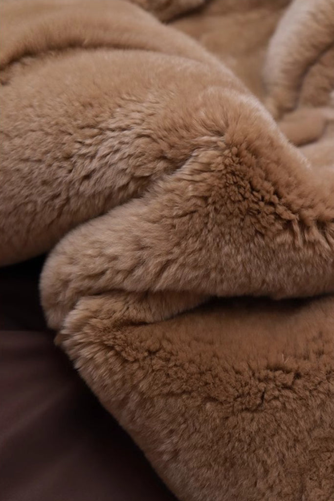 Rex Rabbit Fur Lined Shawl Collar Parka Coat with Detachable Fox Fur Collar  Fibflx