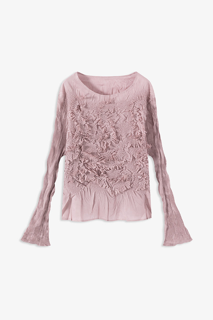 Romantic Handmade Floral Embroidery Textured Blouse  Fibflx