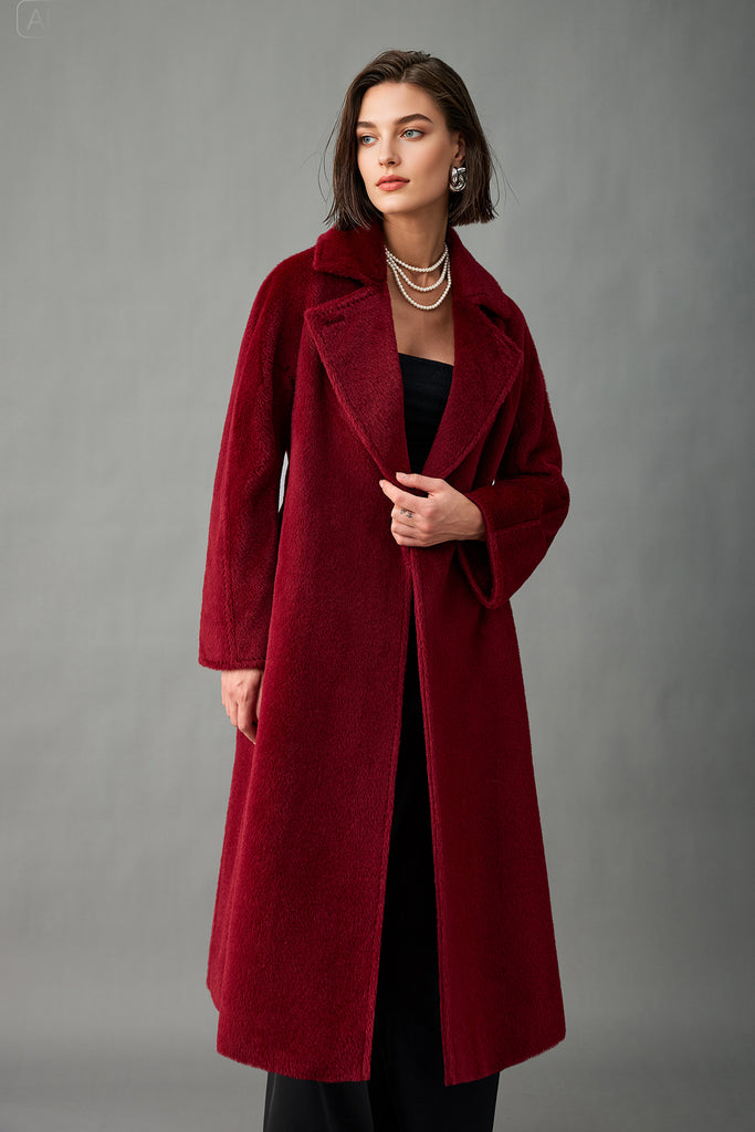 Royal Baby Suri Alpaca Wool Long Belted Coat  Fibflx