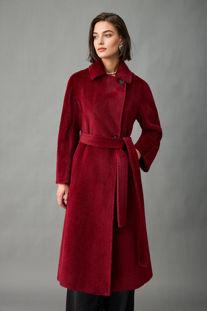 Royal Baby Suri Alpaca Wool Long Belted Coat  Fibflx