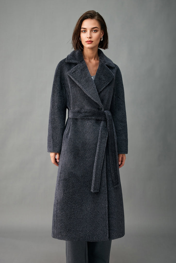 Royal Baby Suri Alpaca Wool Long Belted Coat  Fibflx