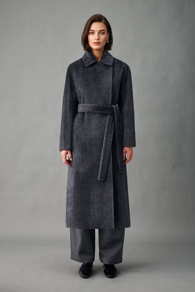 Royal Baby Suri Alpaca Wool Long Belted Coat  Fibflx