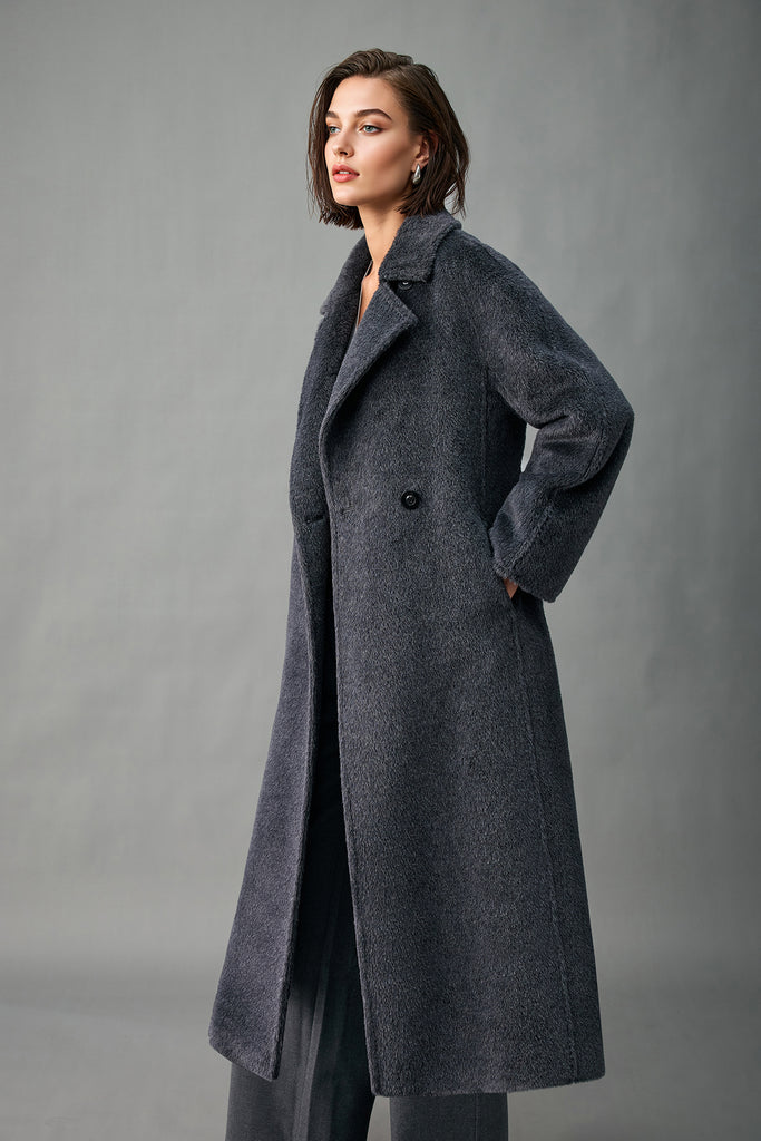 Royal Baby Suri Alpaca Wool Long Belted Coat  Fibflx