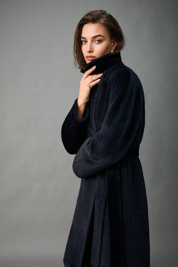 Royal Baby Suri Alpaca Wool Long Belted Coat  Fibflx