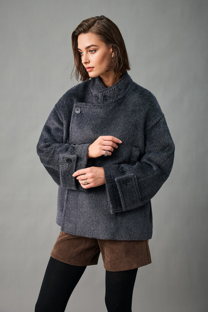 Royal Baby Suri Alpaca Wool Short Belted Coat  Fibflx