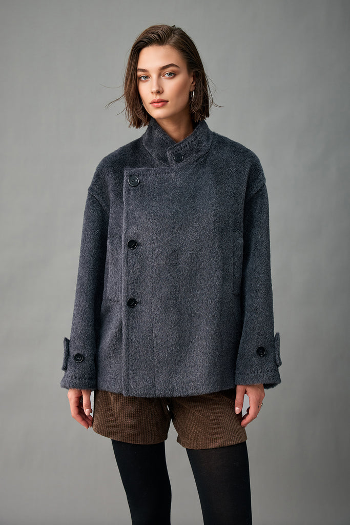 Royal Baby Suri Alpaca Wool Short Belted Coat  Fibflx