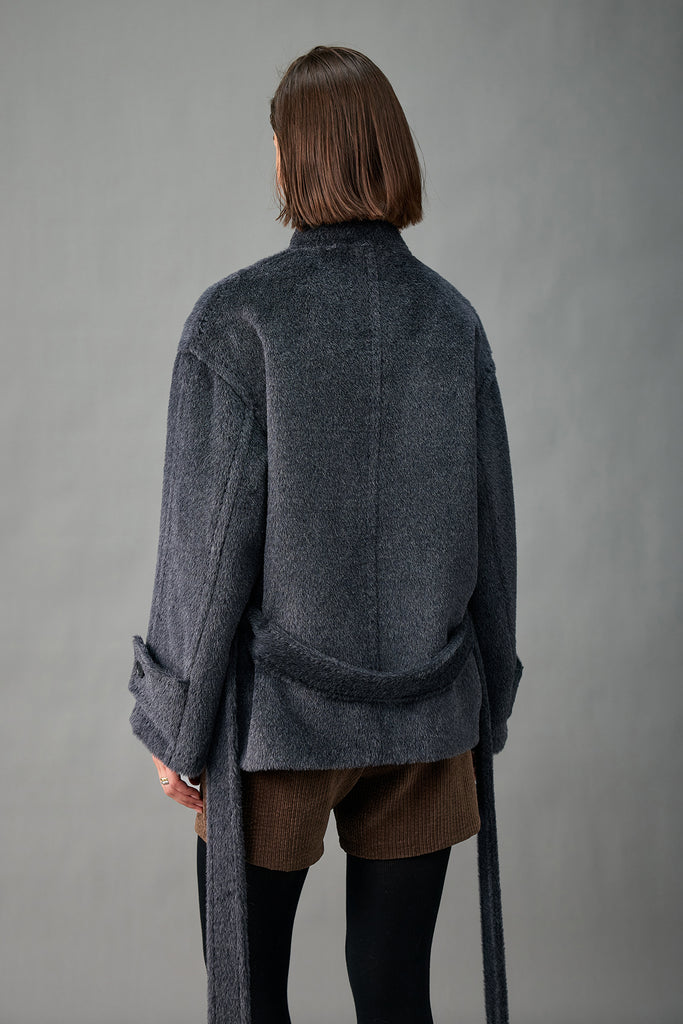 Royal Baby Suri Alpaca Wool Short Belted Coat  Fibflx