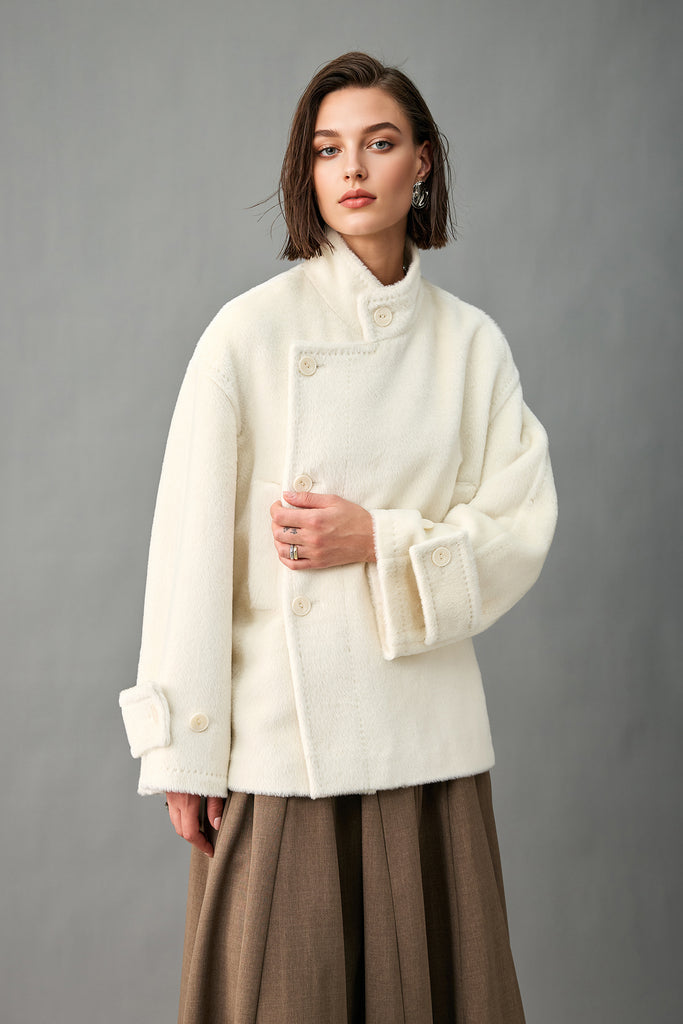 Royal Baby Suri Alpaca Wool Short Belted Coat  Fibflx