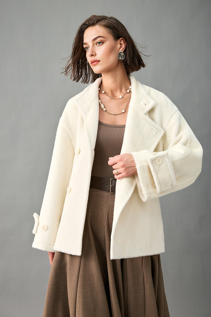 Royal Baby Suri Alpaca Wool Short Belted Coat  Fibflx