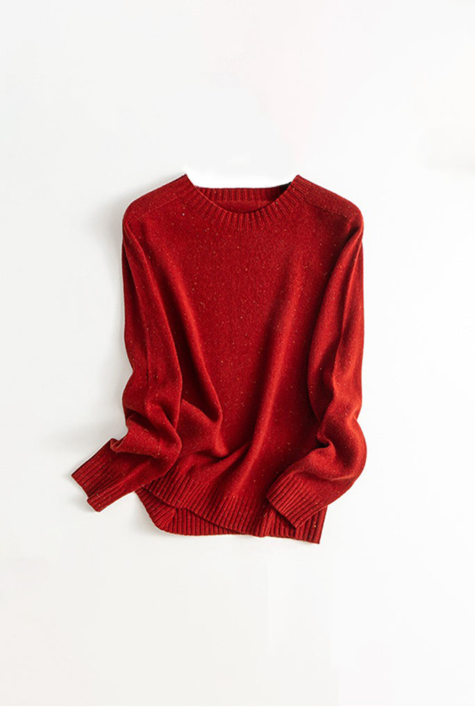 Seamless Wool Speckled Crewneck Sweater Bright Red / M Fibflx