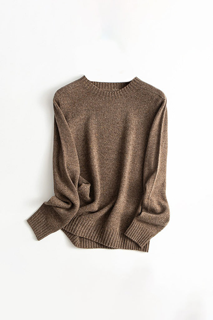 Seamless Wool Speckled Crewneck Sweater Espresso Brown / M Fibflx