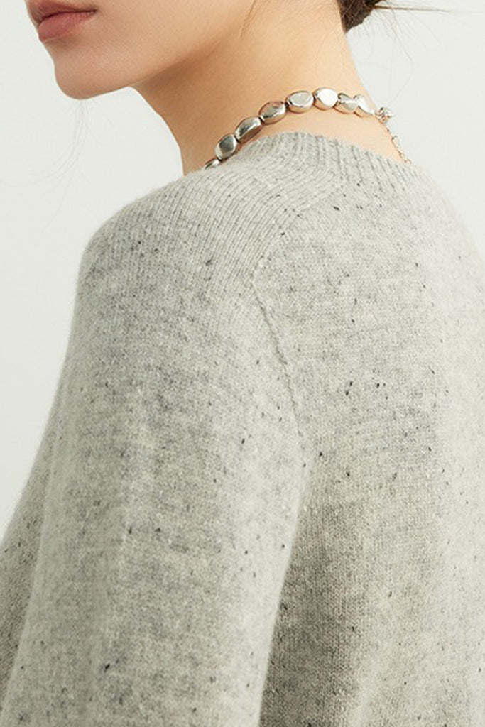 Seamless Wool Speckled Crewneck Sweater  Fibflx