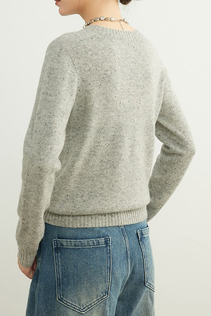Seamless Wool Speckled Crewneck Sweater  Fibflx