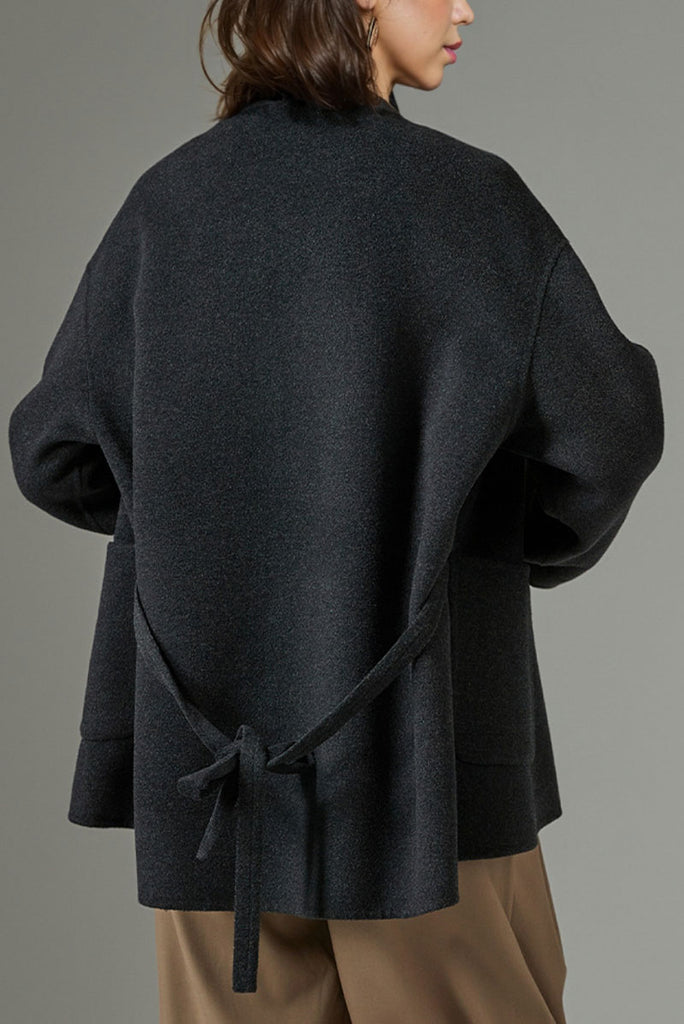 Short Cashmere-Wool Double-Faced Belted Wrap Jacket  Fibflx