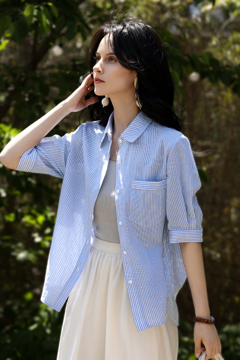 blue striped dress shirt outfit Blue Stripe Callahan Shirt Dress