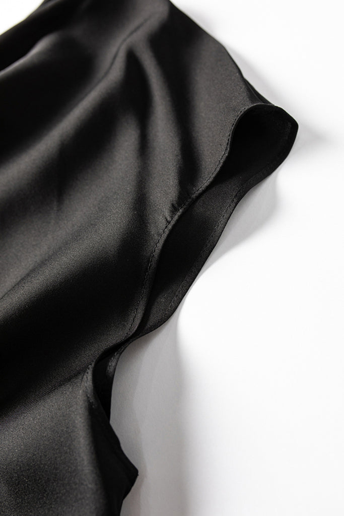 Silk Cowl-Neck Cap-Sleeve Blouse  Fibflx