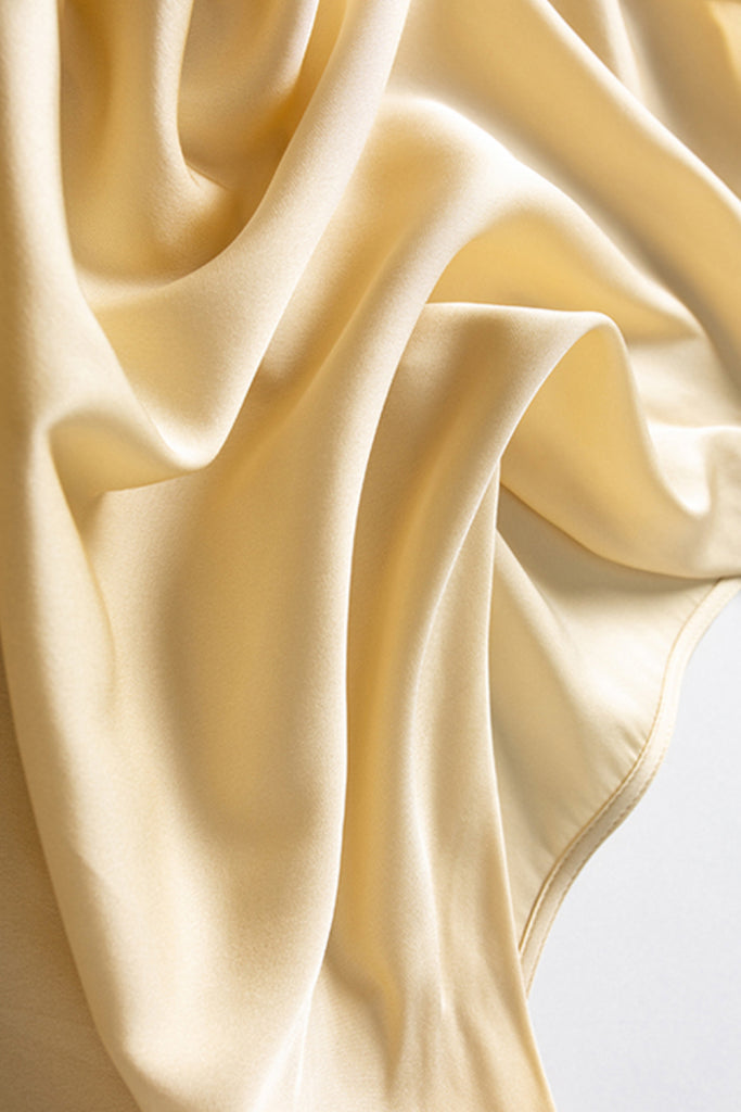 Silk Cowl-Neck Cap-Sleeve Blouse  Fibflx