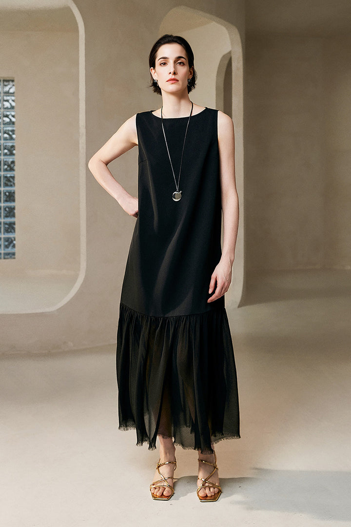 Sleeveless Drop-Waist Maxi Dress S / Black / 100% Recycled Polyester