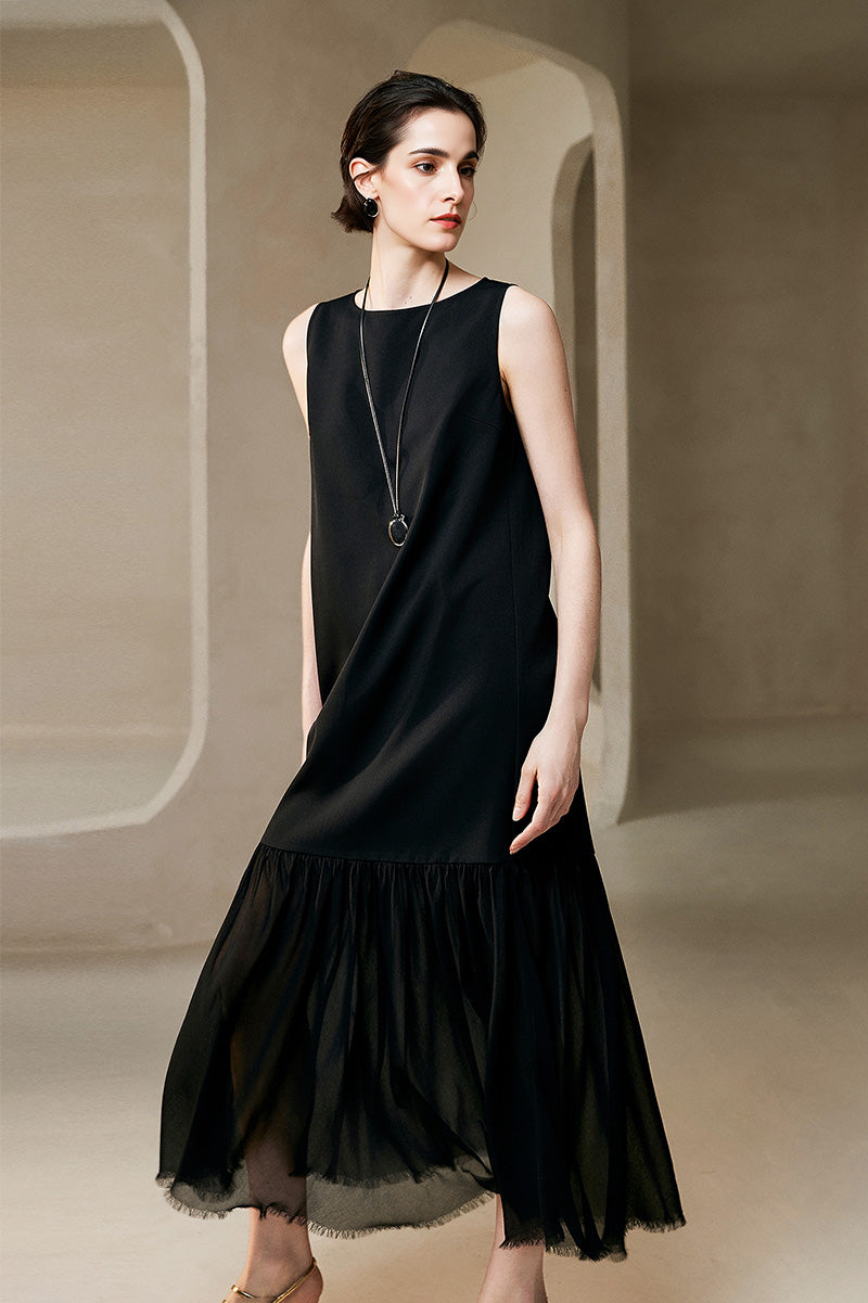 Sleeveless Drop-Waist Maxi Dress S / Black / 100% Recycled Polyester