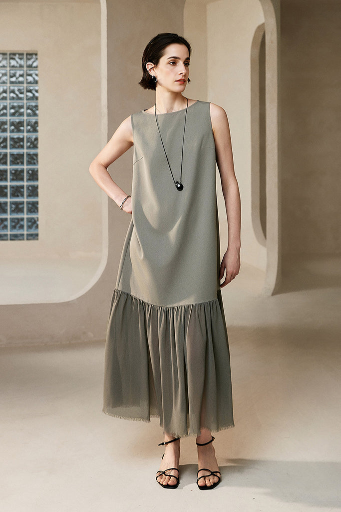 Sleeveless Drop-Waist Maxi Dress  Fibflx