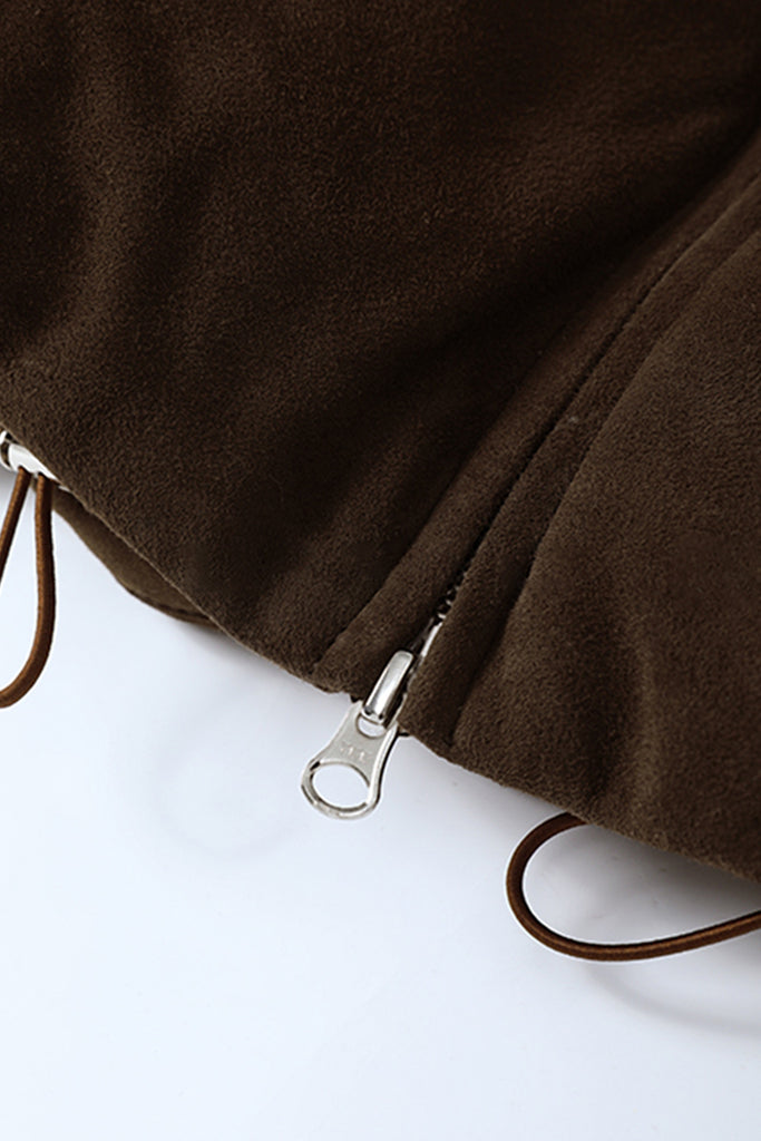 South African Suede Shearling Puffer Jacket with Merino Collar  Fibflx