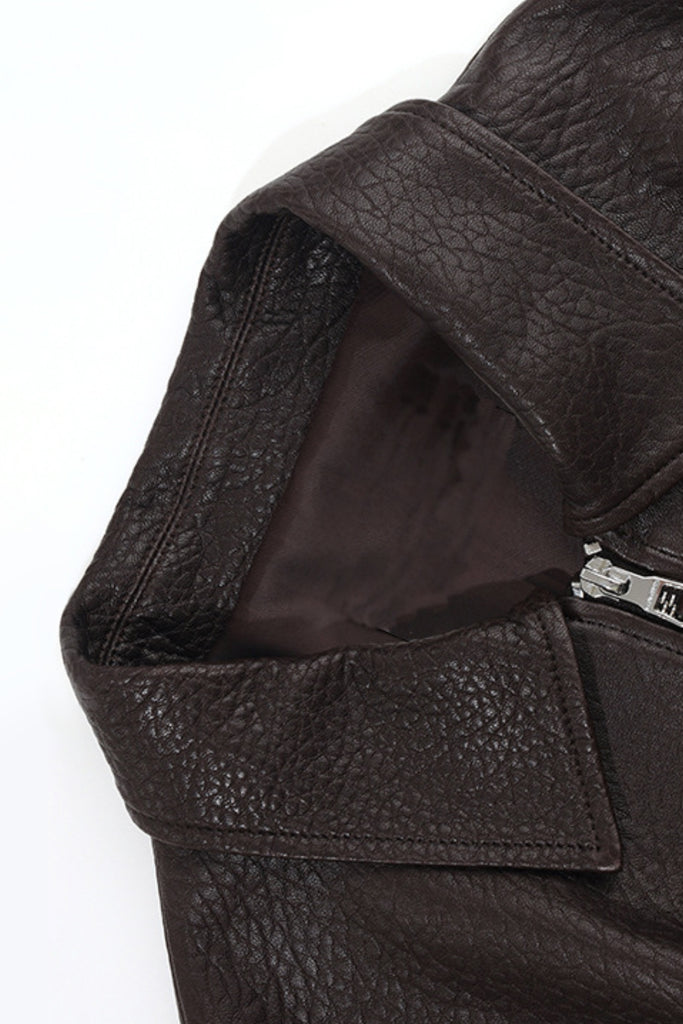 Spanish Lambskin Leather Double-Zip Bomber Jacket  Fibflx