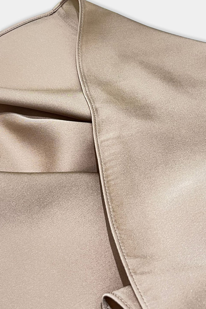 Stretch Silk Cap-Sleeve Crewneck Ribbon Blouse  Fibflx