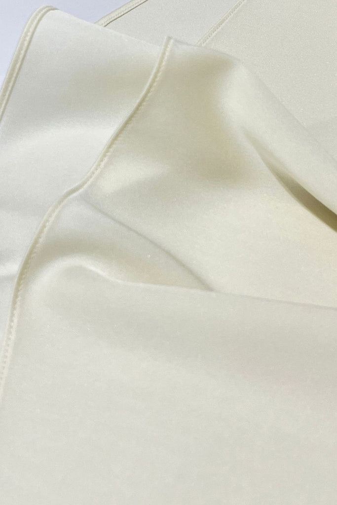 Stretch Silk Cap-Sleeve Crewneck Ribbon Blouse  Fibflx