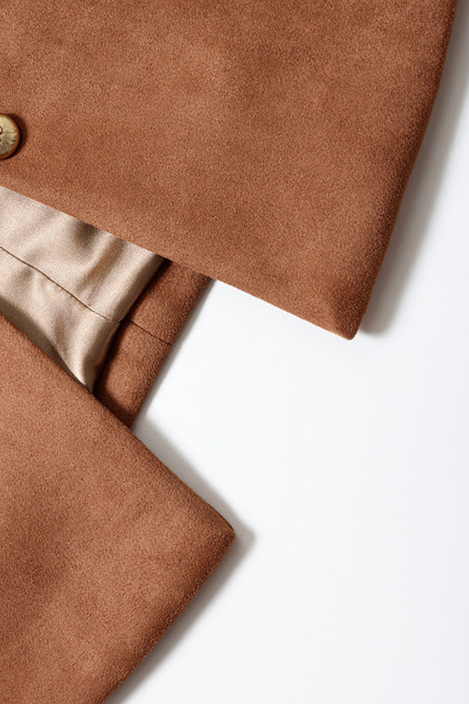 Suede Textured Collarless Utility Jacket  Fibflx