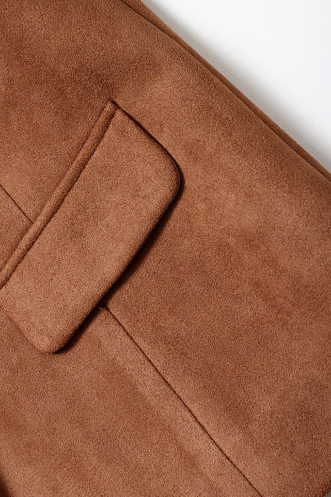 Suede Textured Collarless Utility Jacket  Fibflx