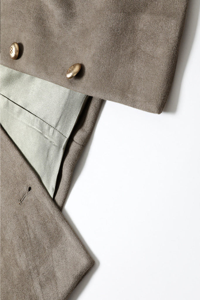 Suede Textured Collarless Utility Jacket  Fibflx