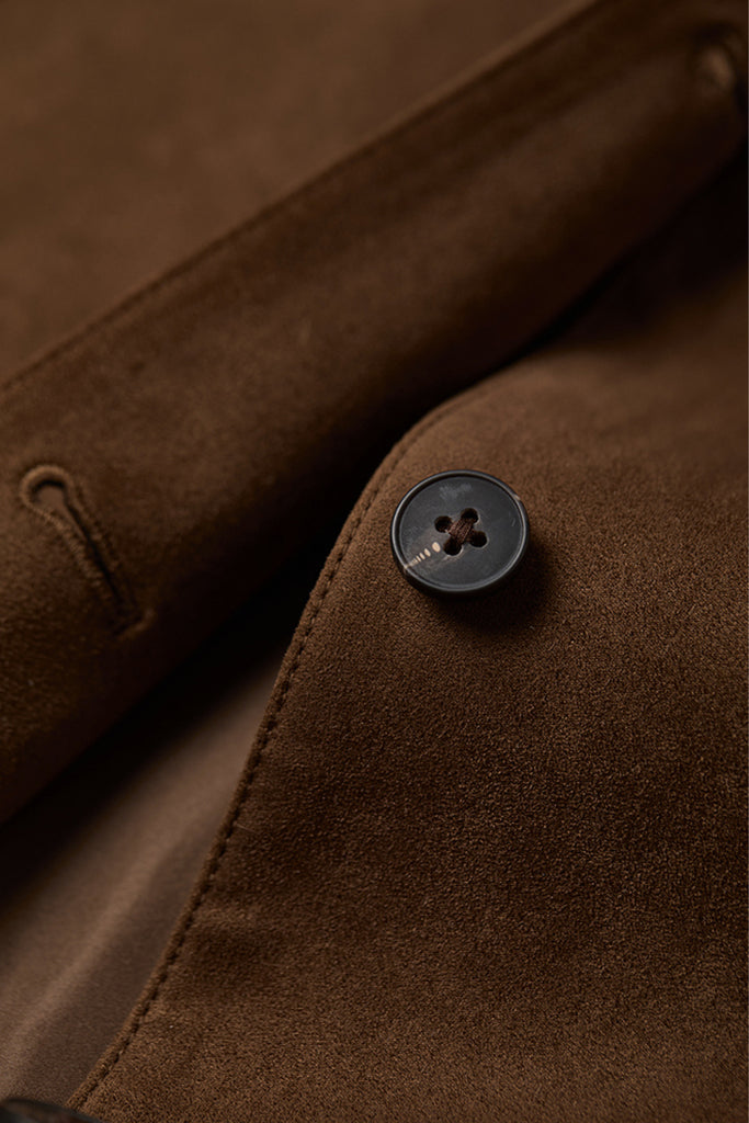 Suede Textured Tie-Waist Overshirt Jacket in Brown  Fibflx