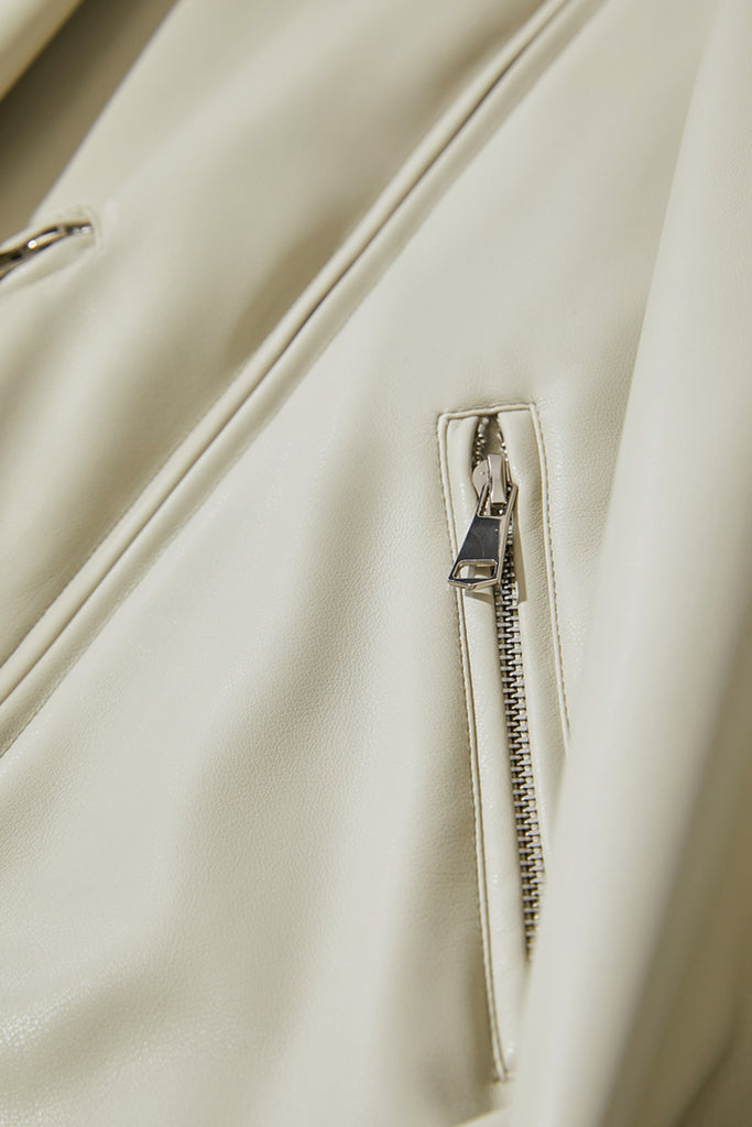 Super-Soft Leather Stand-Collar Belted Jacket  Fibflx