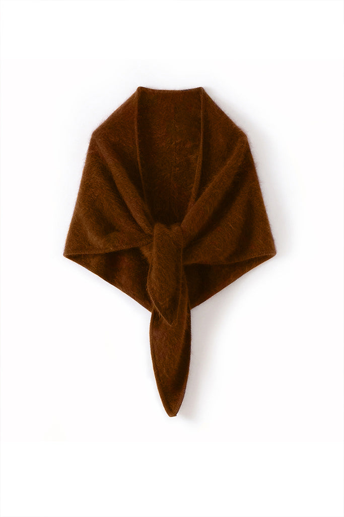 Superfine Brushed Cashmere Triangle Wrap Shawl Cocoa Brown / One Size Fibflx
