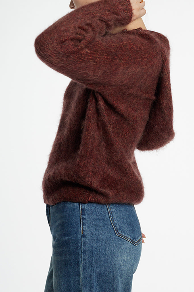 Supersoft Brushed Cashmere Marled Sweater Hoodie  Fibflx